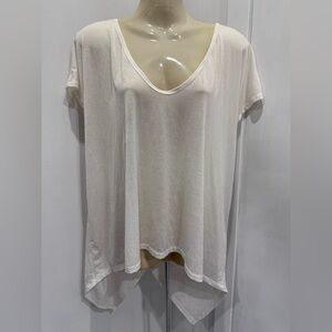 Lululemon Yogi Everyday Tee - White Open Back Crossover Yoga Top - Size 10